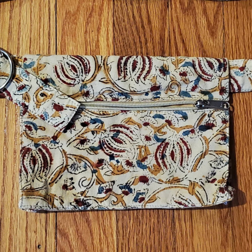 Festival boho waist bag/ belt w zipper silver accents 40" strap/ belt